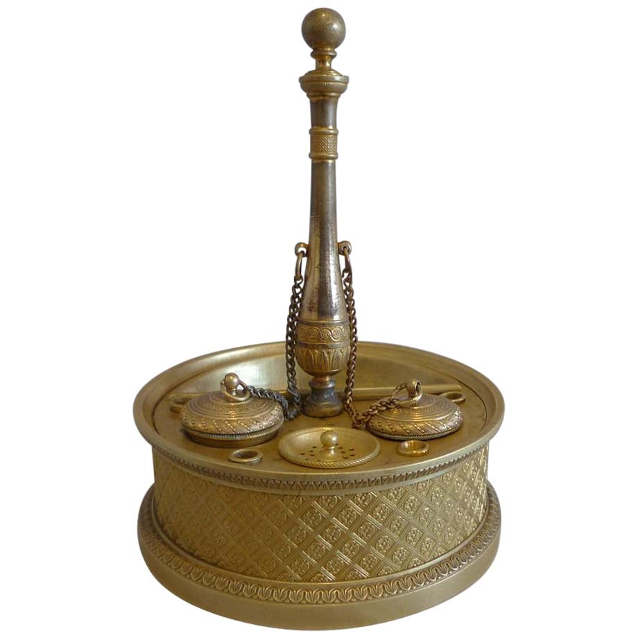 French Empire Ormolu Inkwell For Sale