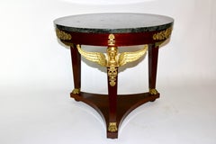 A French Empire Ormolu Mounted Guéridon/Center-table w/ a Green Marble Top