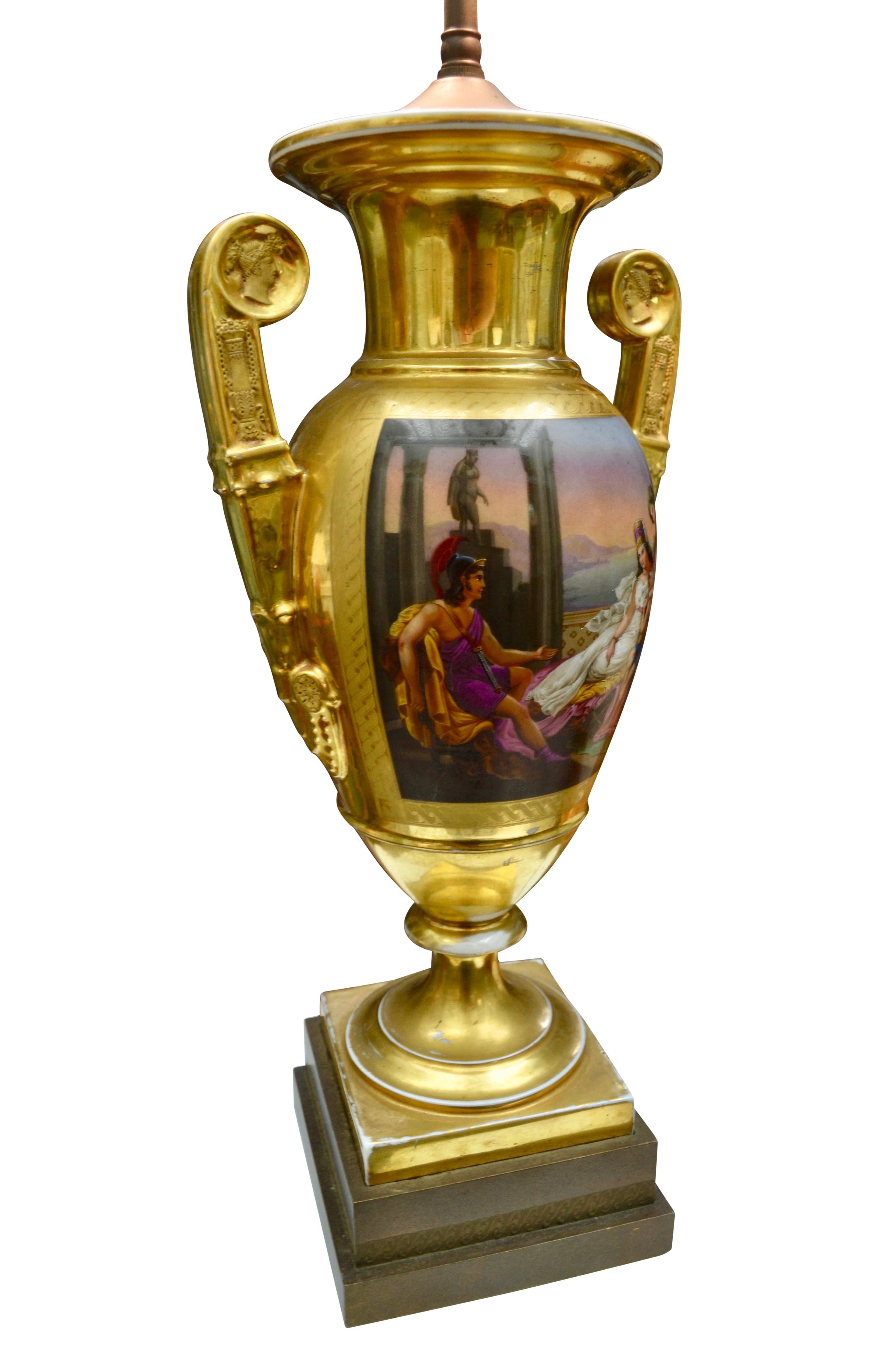 French Empire Paris Porcelain Vase Converted into a Lamp For Sale 1