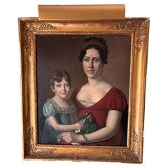 A French Empire Portrait of a Mother and Daughter in the manner of H.F. Reisener