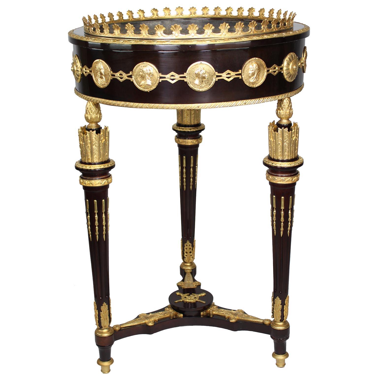 Empire Revival A French Empire-Style 19th/Early 20th C. Mahogany & Gilt-Bronze Mounted Planter For Sale
