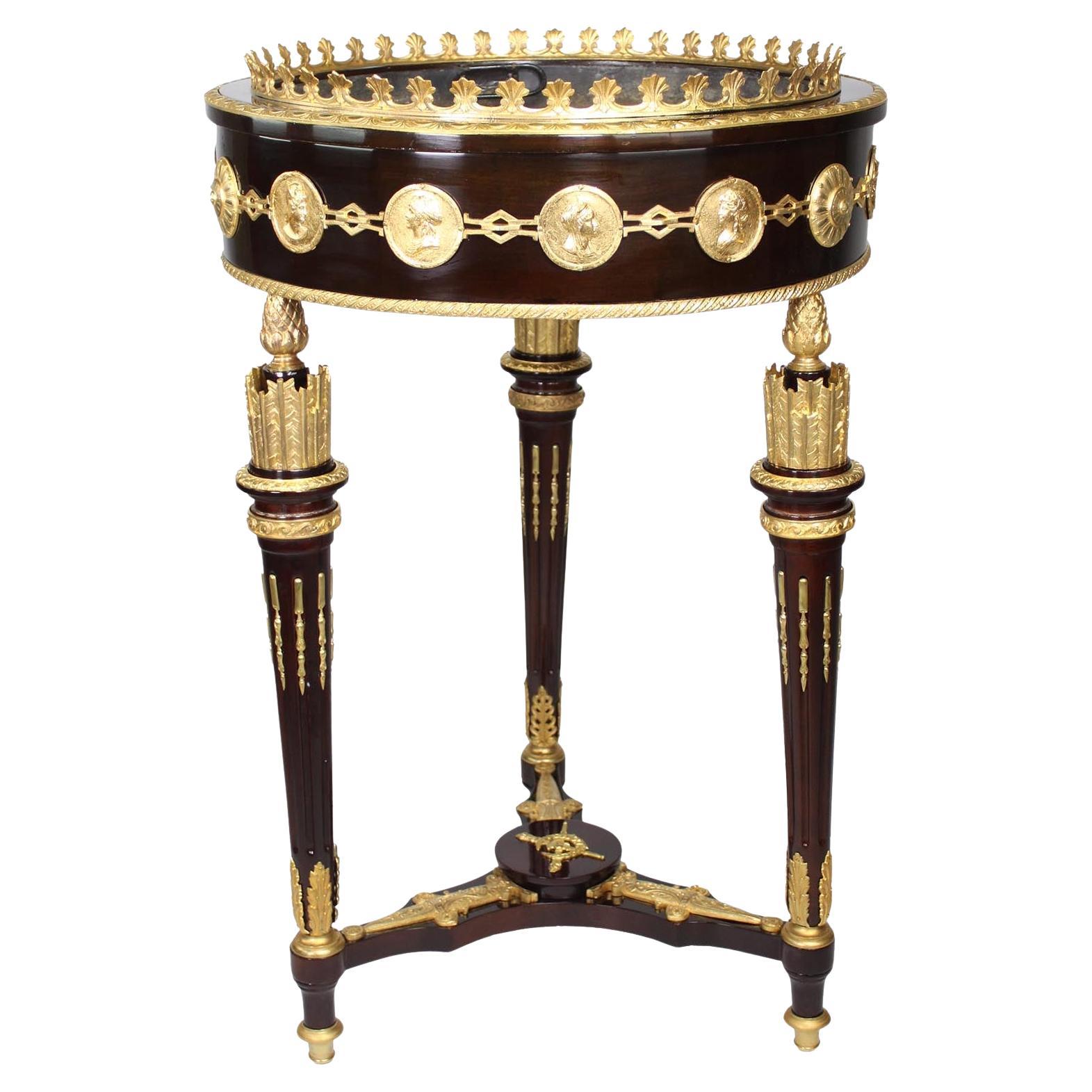 A French Empire-Style 19th/Early 20th C. Mahogany & Gilt-Bronze Mounted Planter For Sale