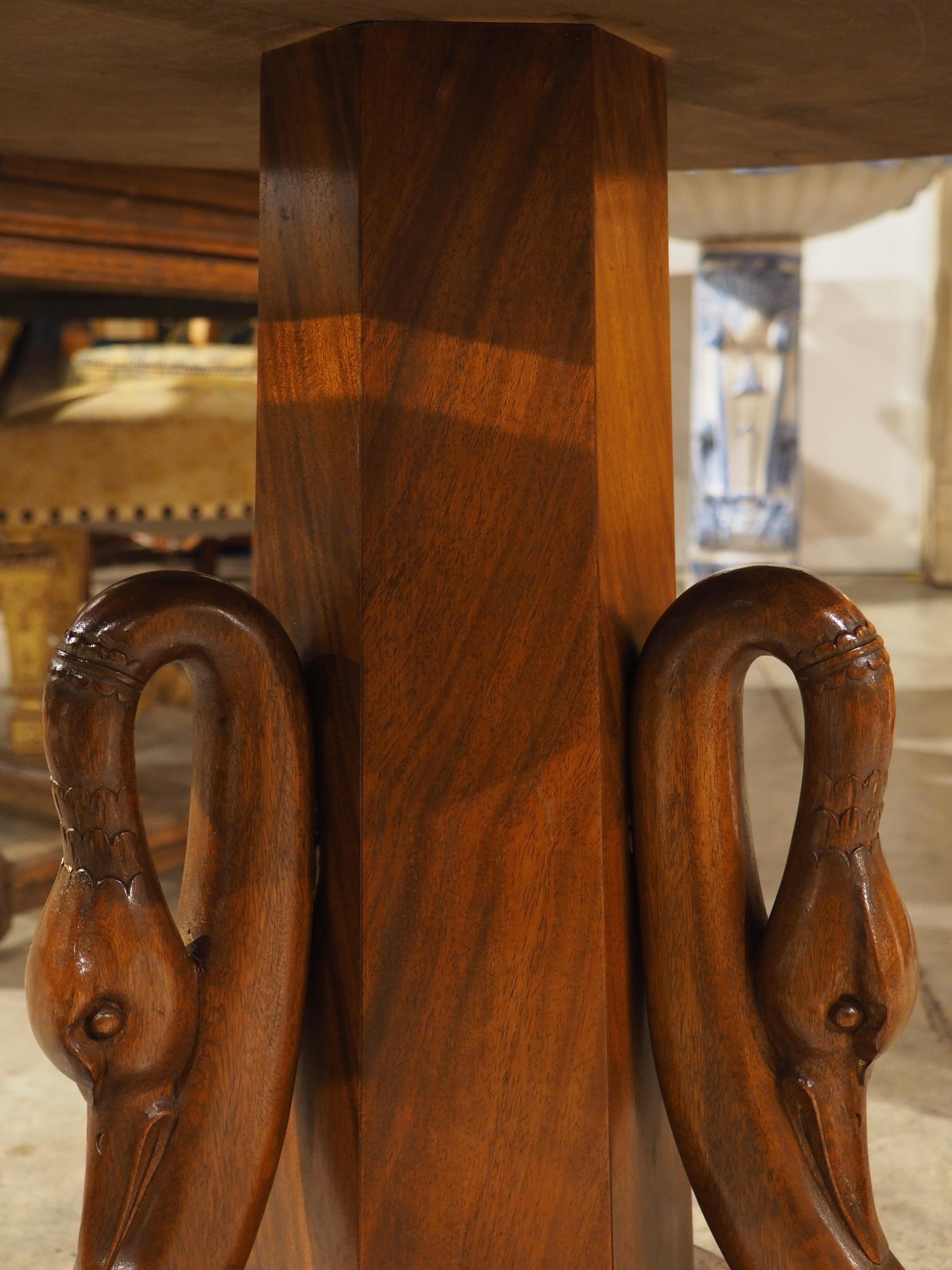 A French Empire Style Center Table with Swans and Marble Top, 19th C. 5