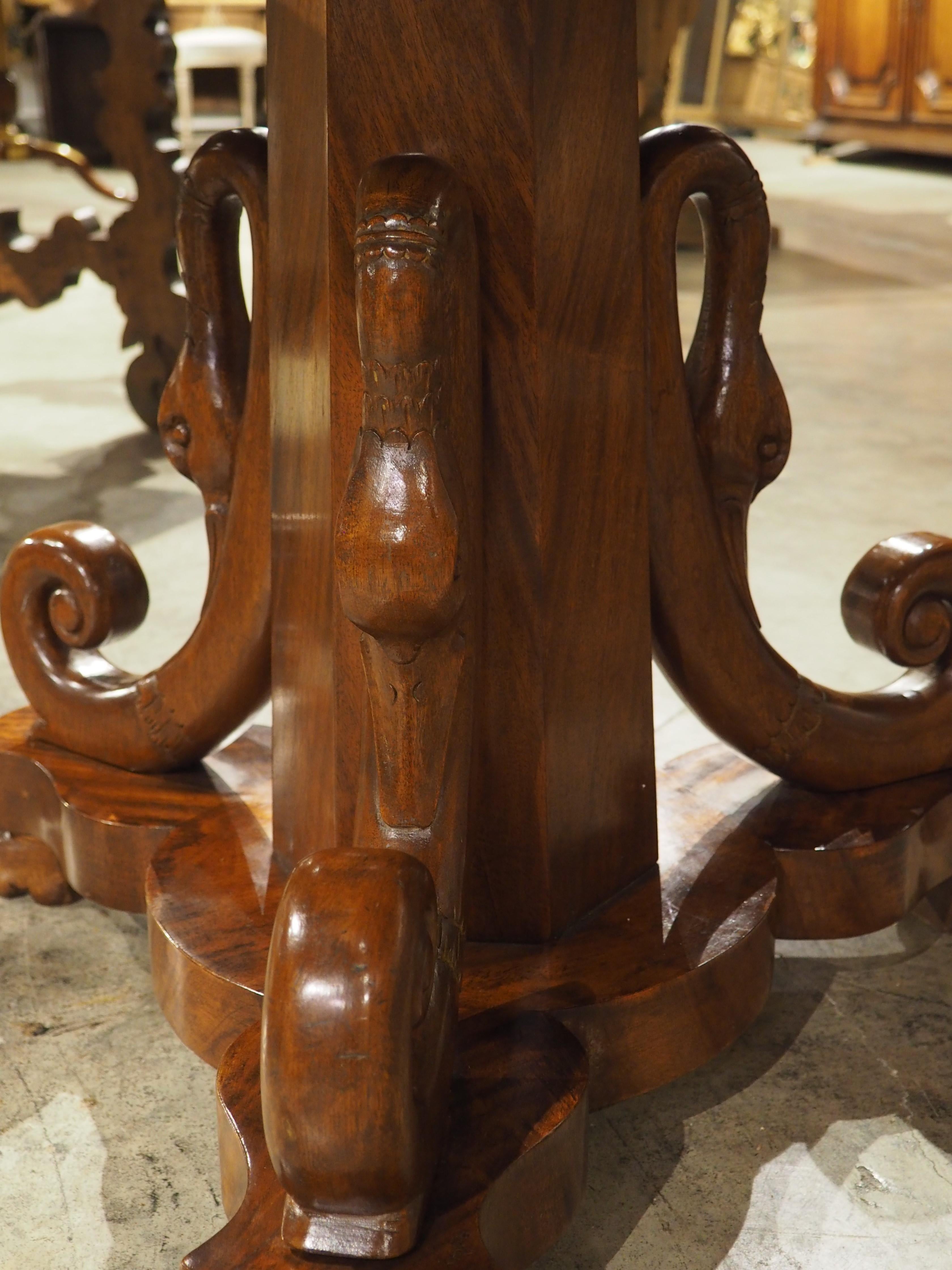 A French Empire Style Center Table with Swans and Marble Top, 19th C. 6