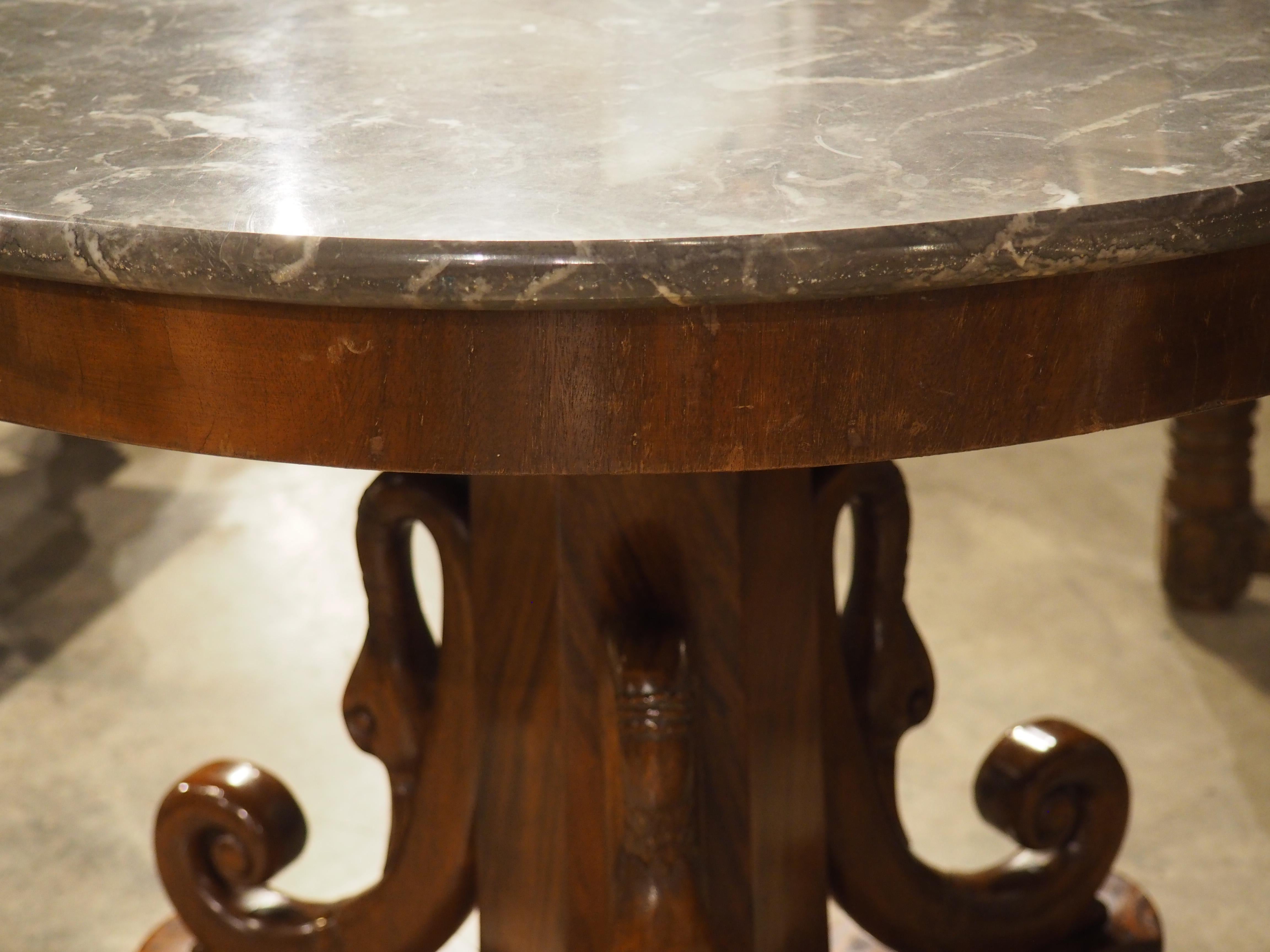 A French Empire Style Center Table with Swans and Marble Top, 19th C. 10