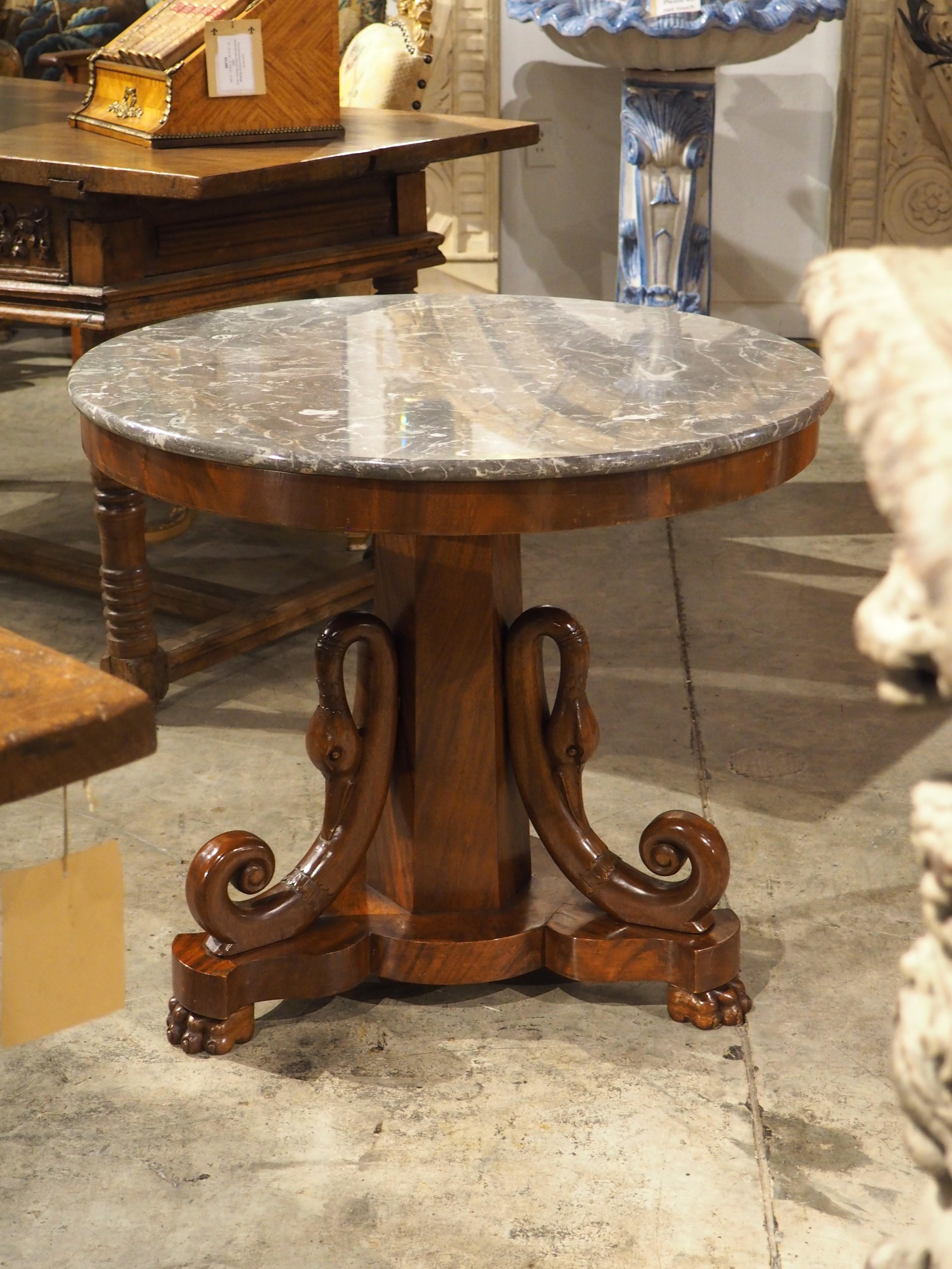 A French Empire Style Center Table with Swans and Marble Top, 19th C. 11