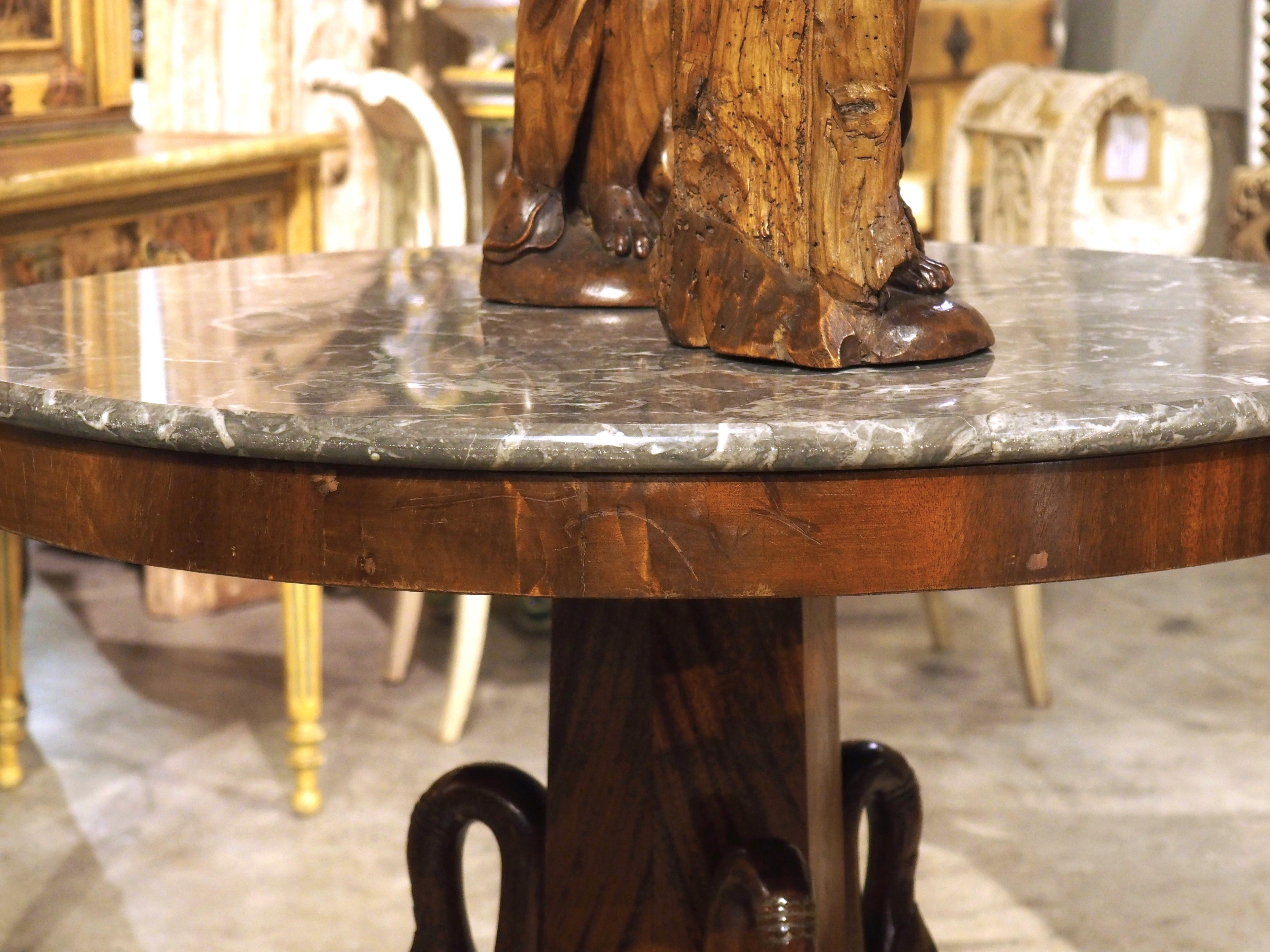 A French Empire Style Center Table with Swans and Marble Top, 19th C. 13