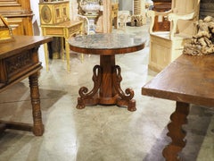 A French Empire Style Center Table with Swans and Marble Top, 19th C.