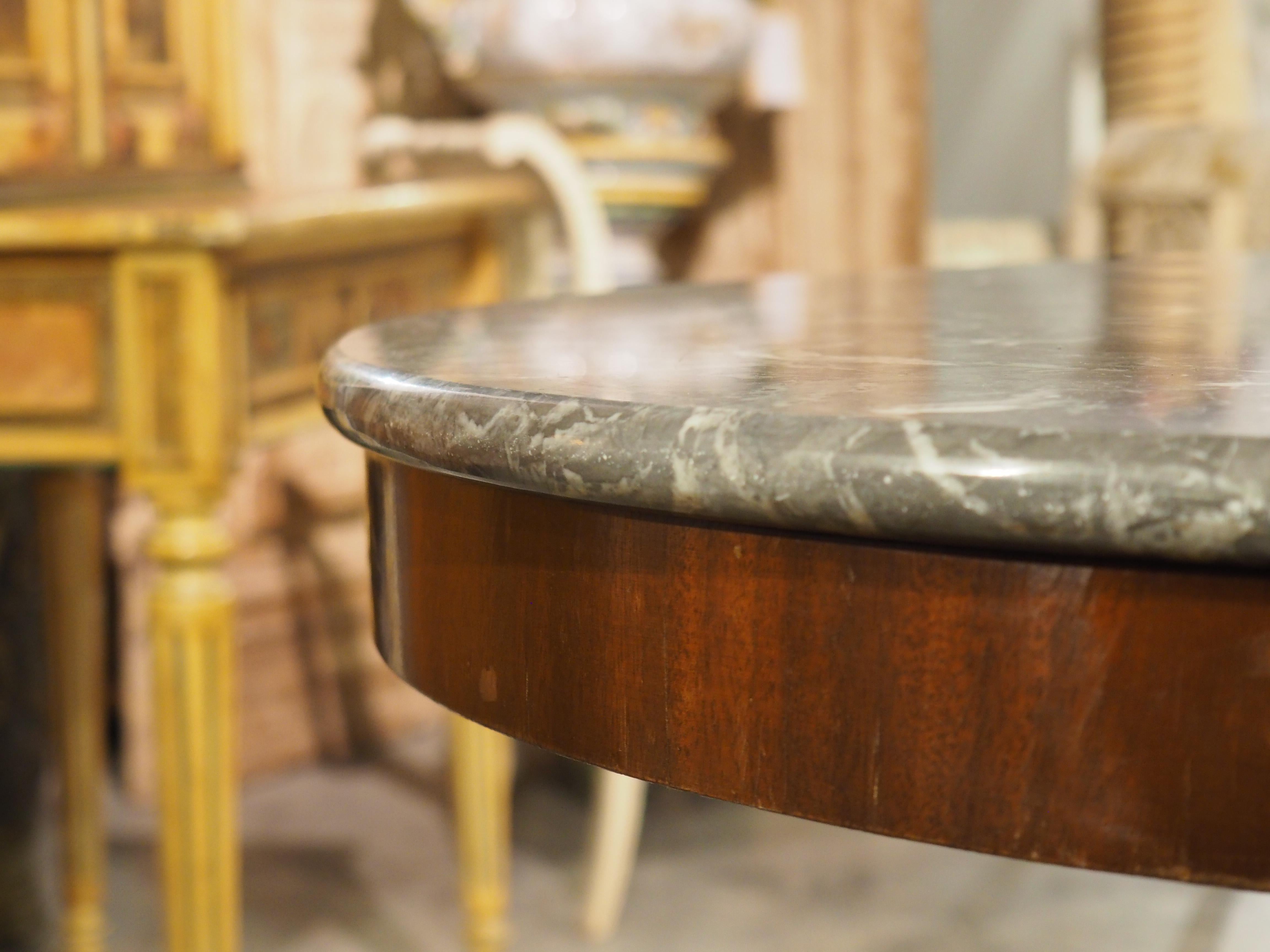 19th Century A French Empire Style Center Table with Swans and Marble Top, 19th C.