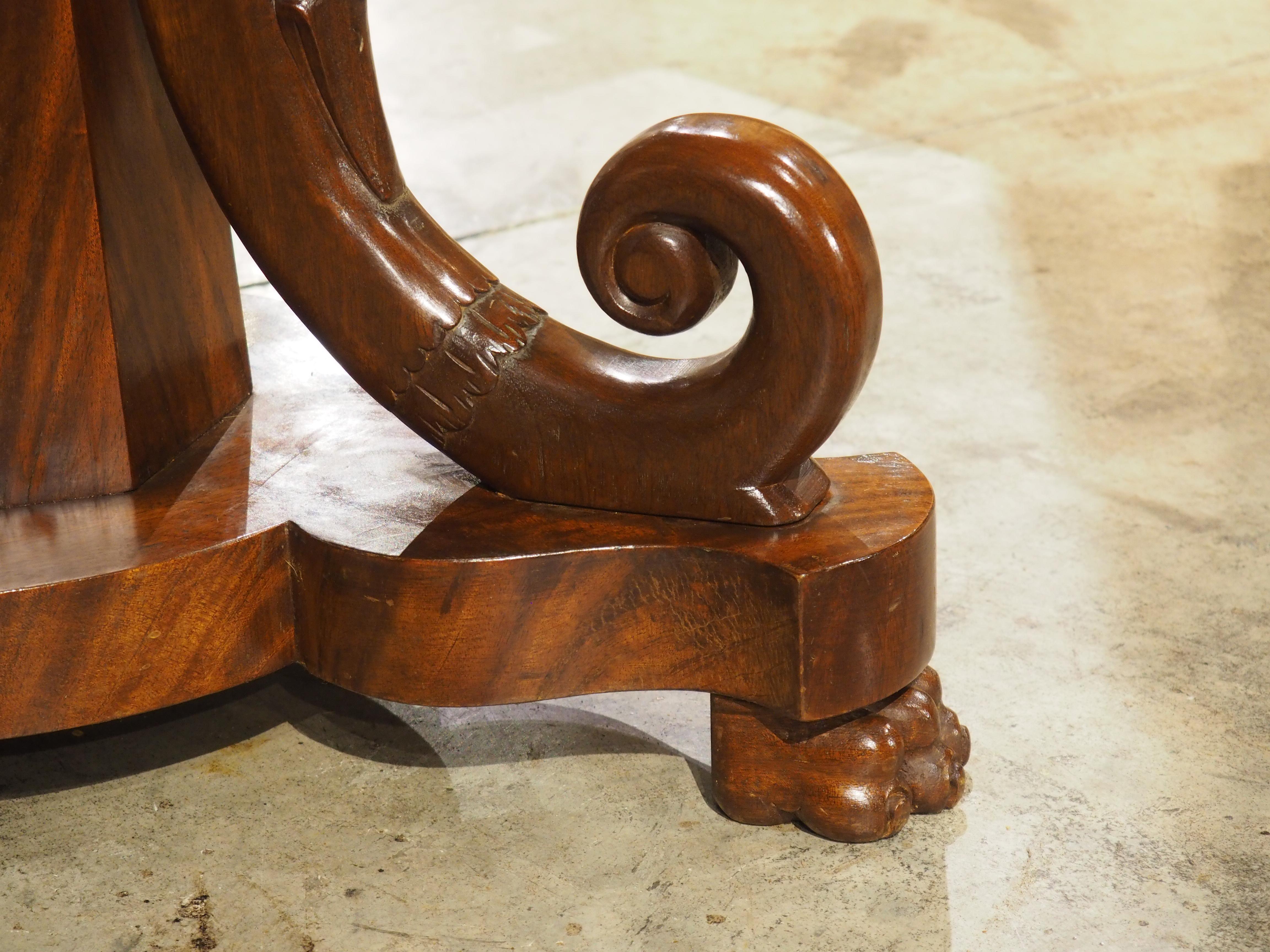 Stone A French Empire Style Center Table with Swans and Marble Top, 19th C.