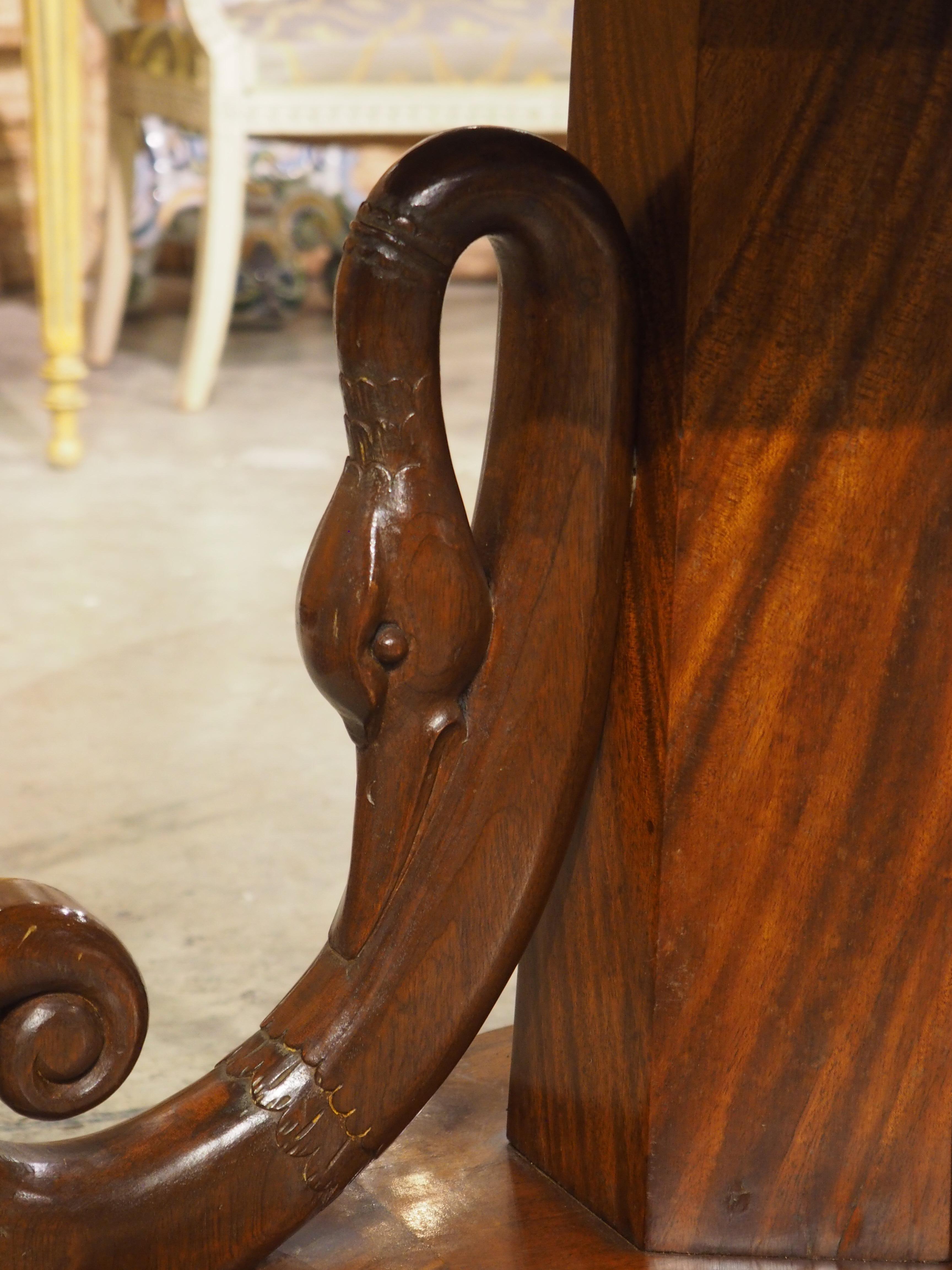 A French Empire Style Center Table with Swans and Marble Top, 19th C. 1