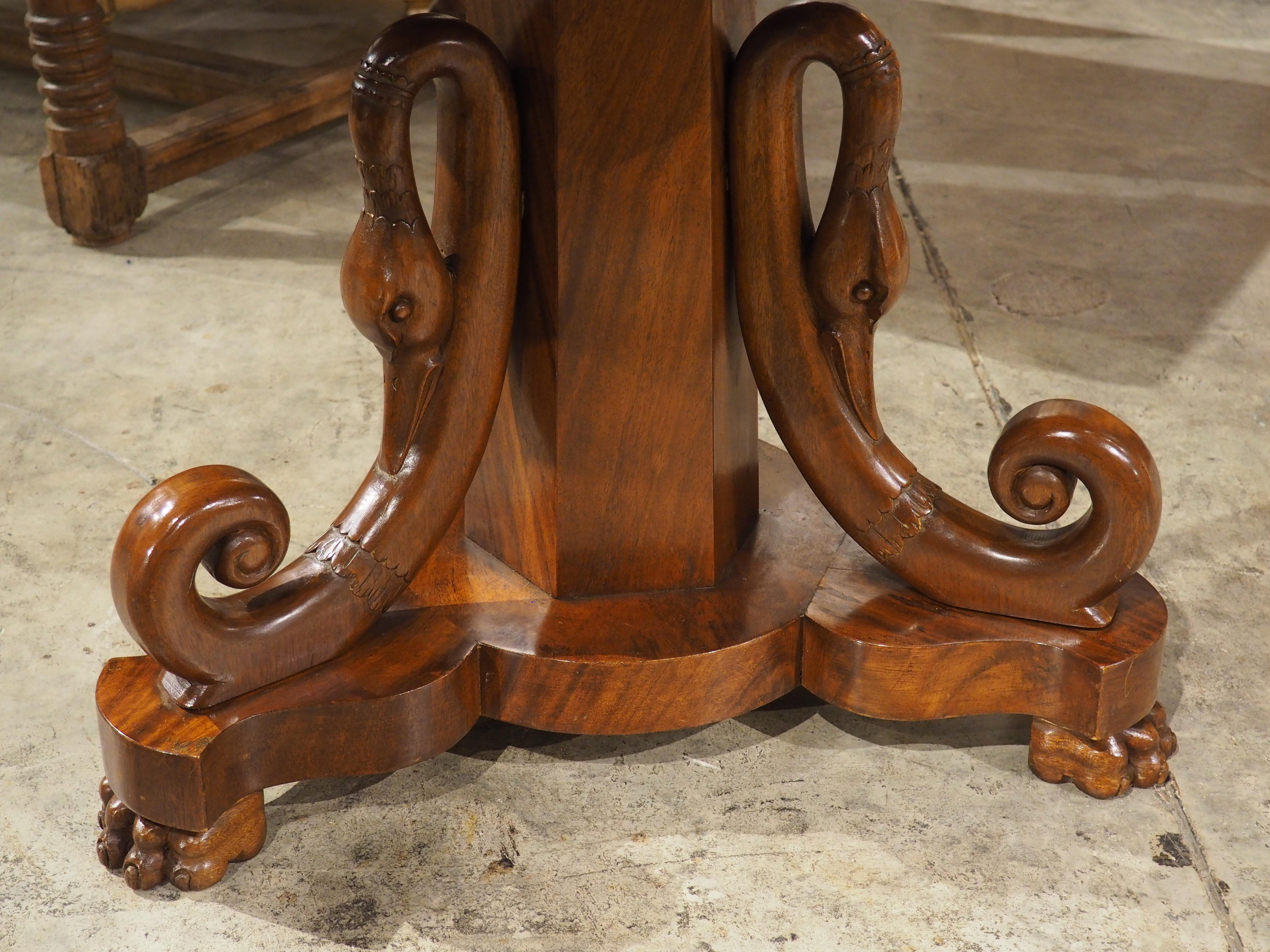 A French Empire Style Center Table with Swans and Marble Top, 19th C. 3