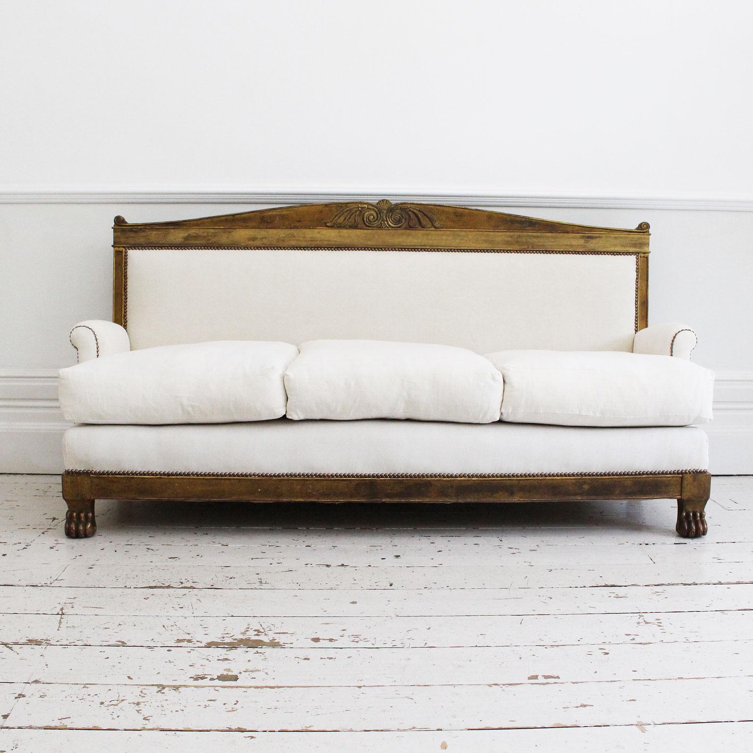 French Empire Style Late 19th Century Gilt Sofa In Good Condition In Kent, GB