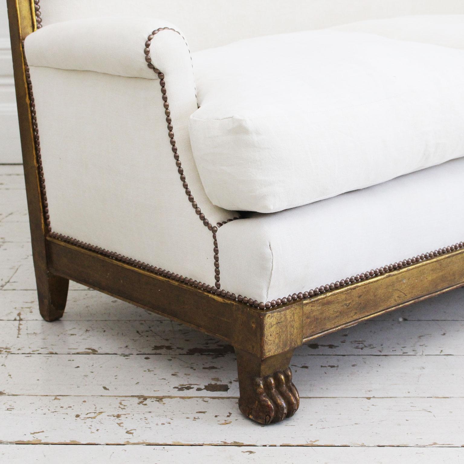 Wood French Empire Style Late 19th Century Gilt Sofa