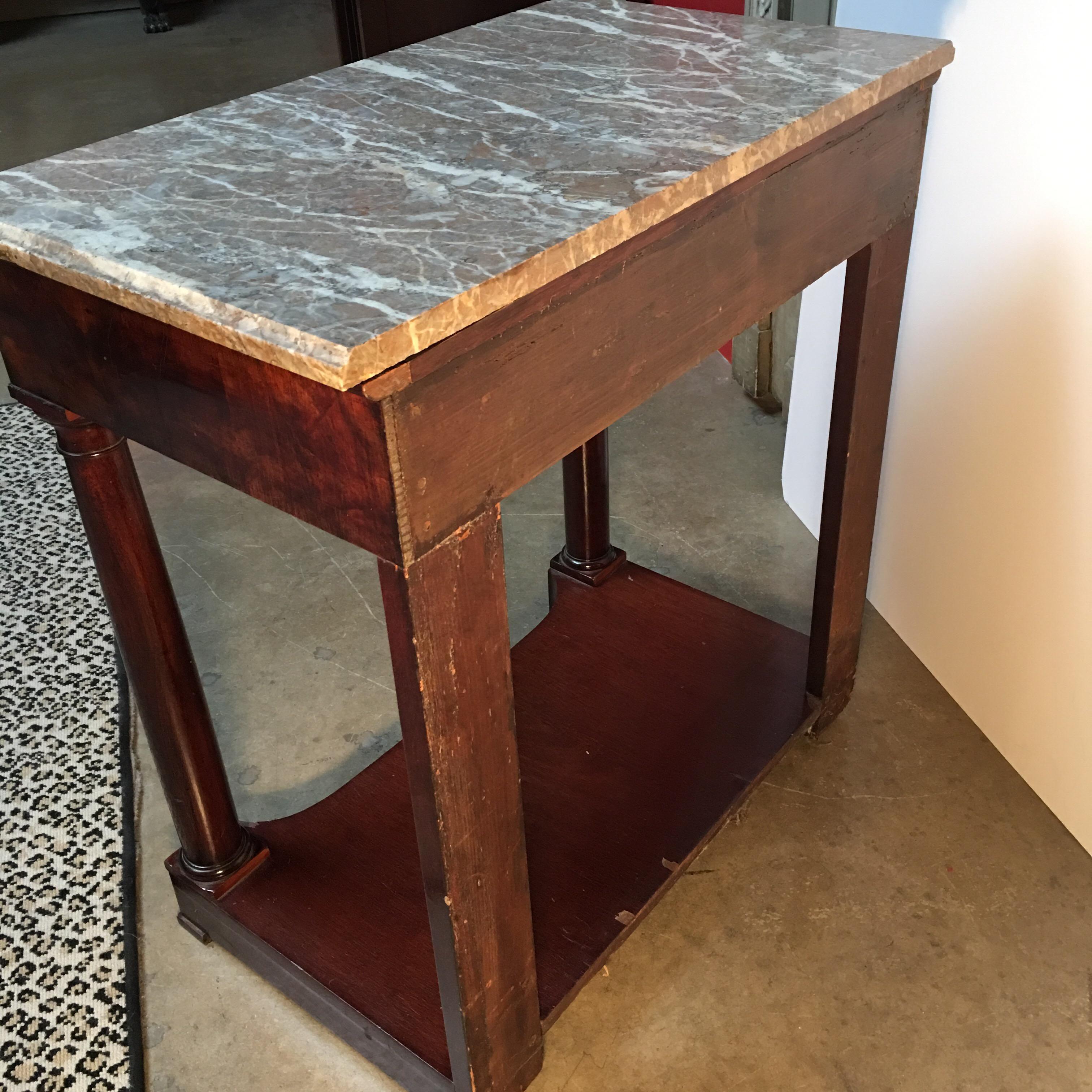 French Empire Style Mahogany Console with Marble Top 4