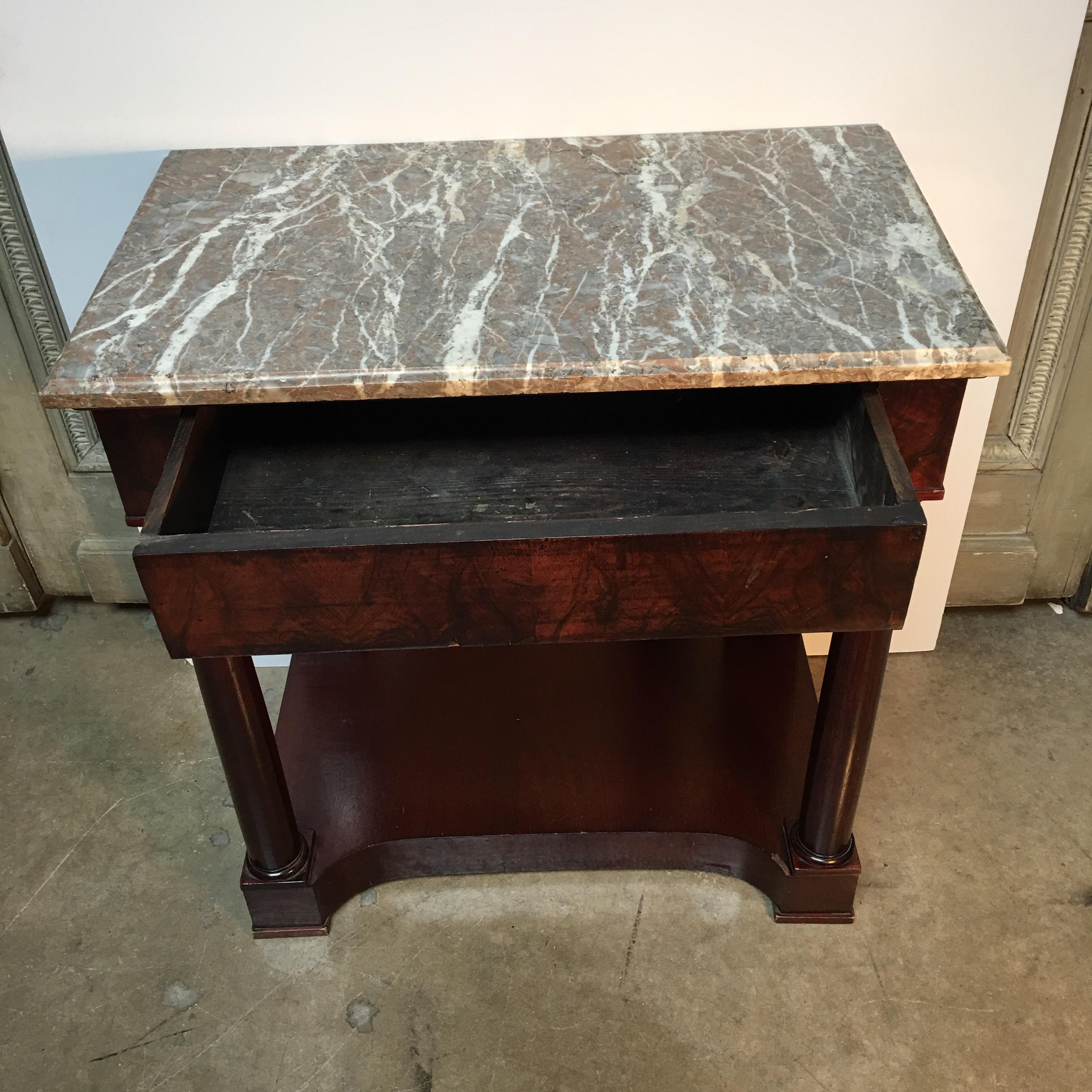 French Empire Style Mahogany Console with Marble Top 1