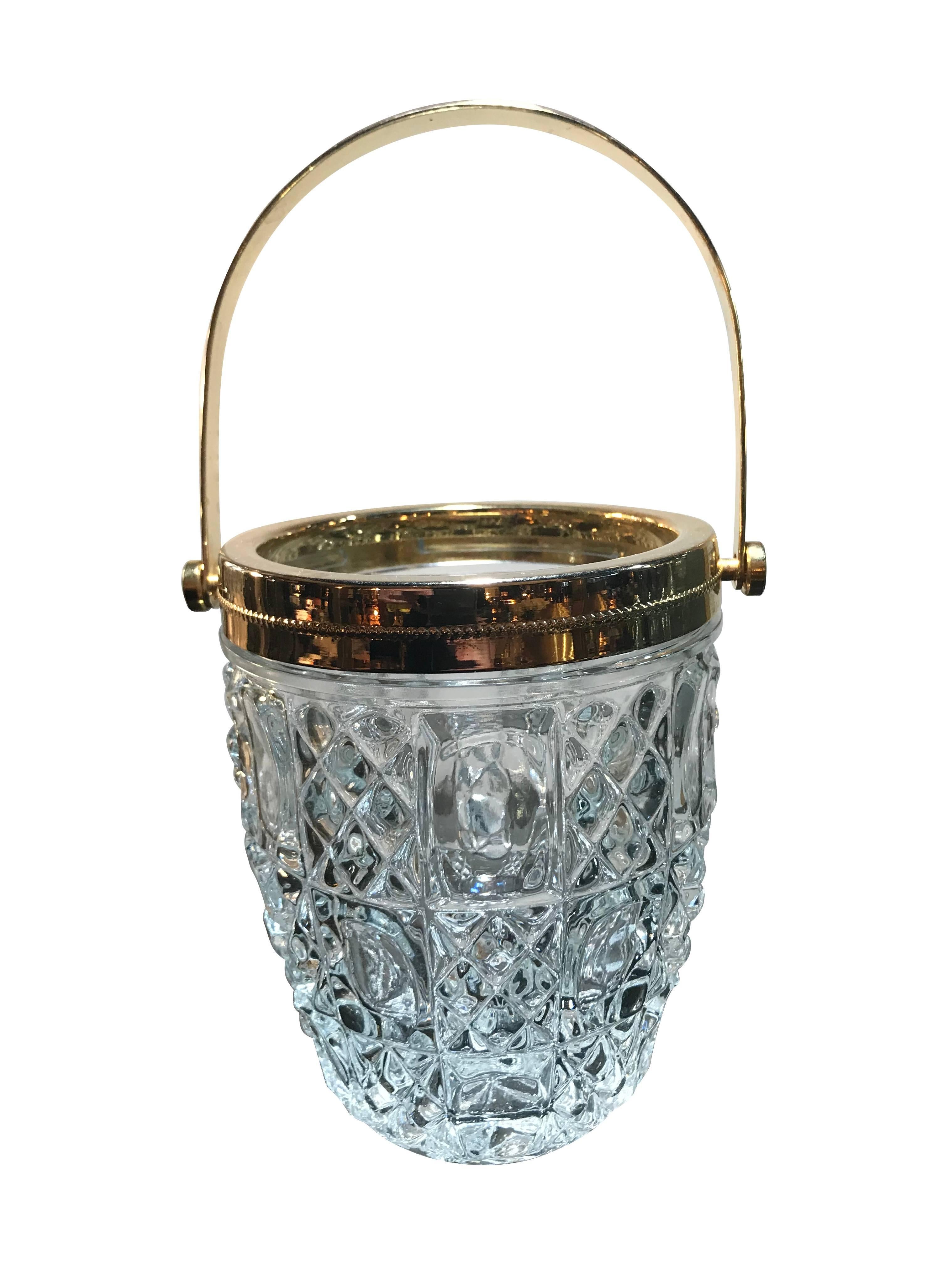 French Faceted Glass Ice Bucket In Good Condition In London, GB