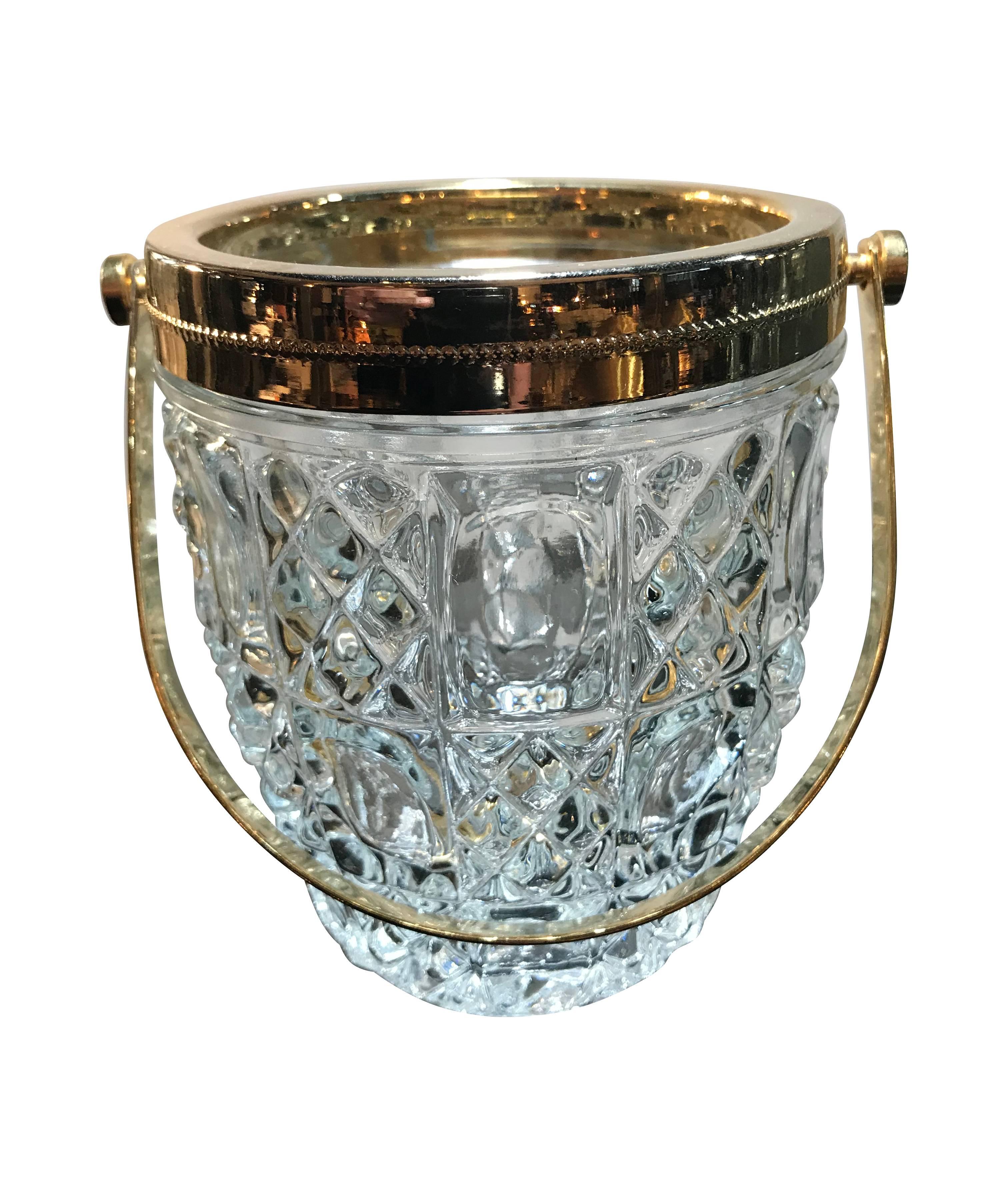 Mid-20th Century French Faceted Glass Ice Bucket