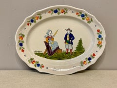 French Faience Platter Quimper, Signed HB