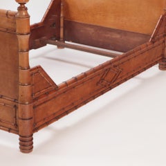 A French faux bamboo birds eye maple twin bed. C 1880
