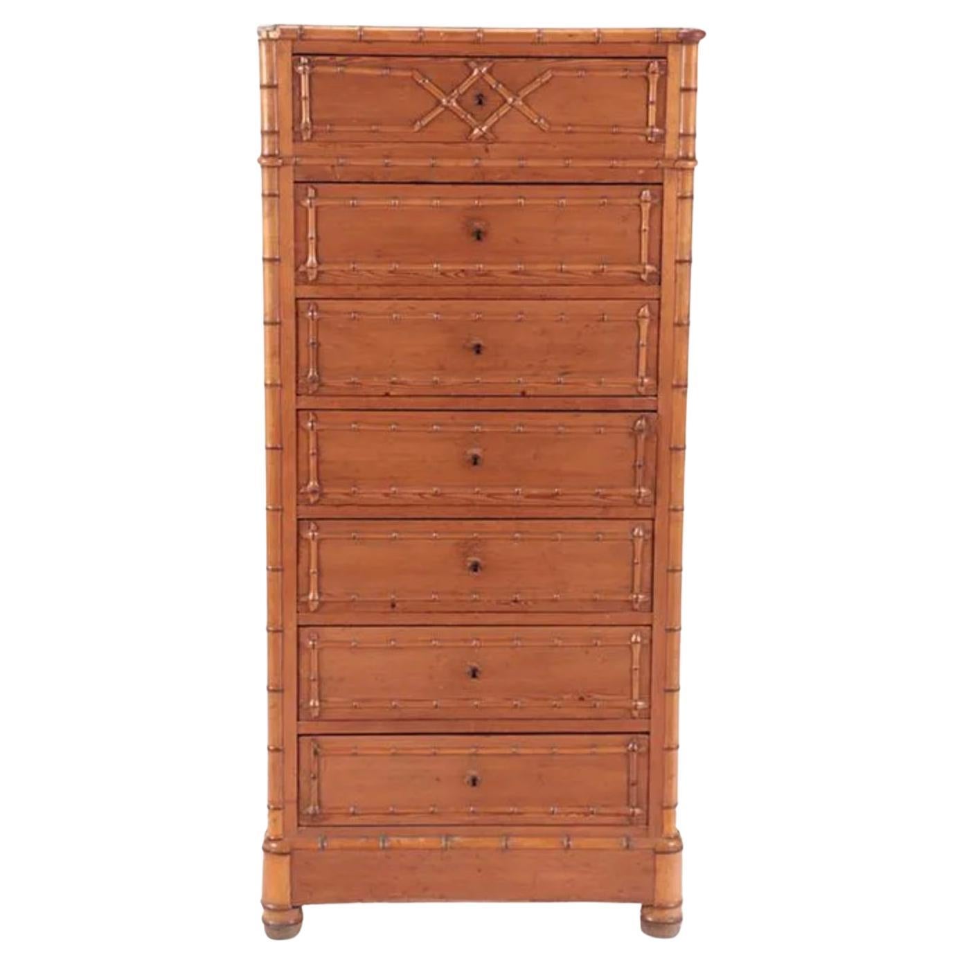 French Faux Bamboo Marble Top Lingerie Chest