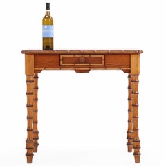 A French Faux Bamboo Pine and Maple Side Table, C. 1880.