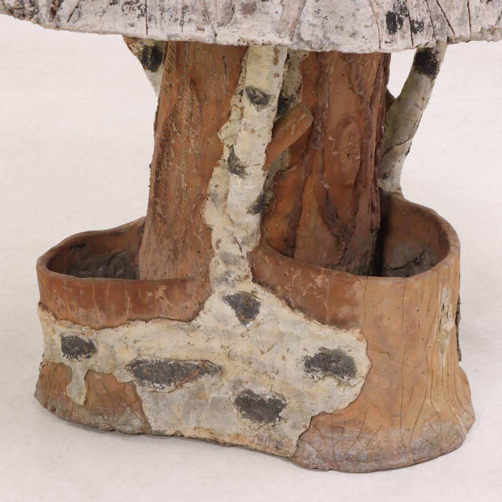A French Faux Bois Painted Decorated Cast Stone Table, C. 1940. In Good Condition For Sale In Philadelphia, PA