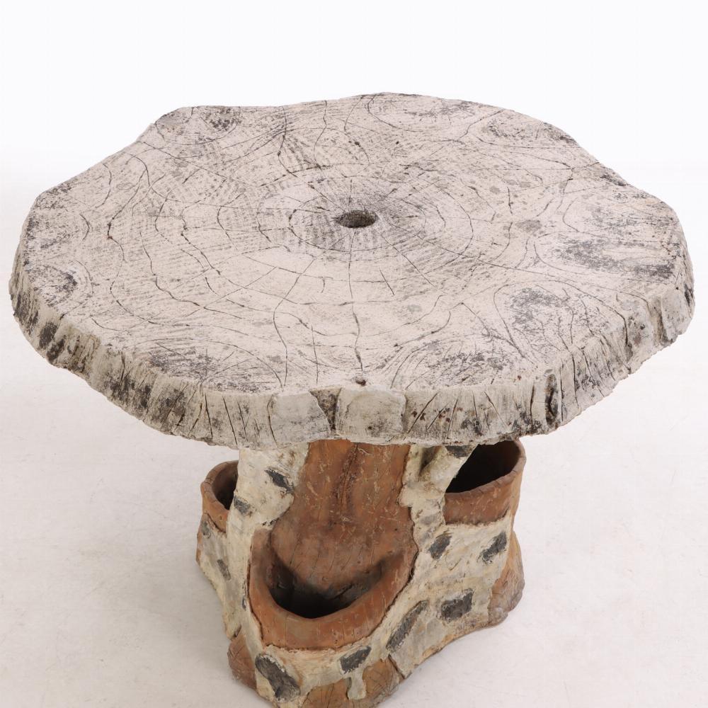A French Faux Bois Painted Decorated Cast Stone Table, C. 1940. For Sale 2