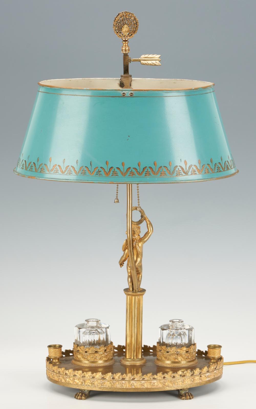 Lampe de bureau en bronze figuratif avec abat-jour en tôle Bon état - En vente à ARMADALE, VIC