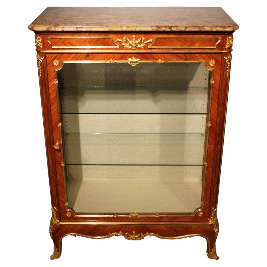 French Fine Quality Kingwood and Ormolu Mounted Vitrine For Sale