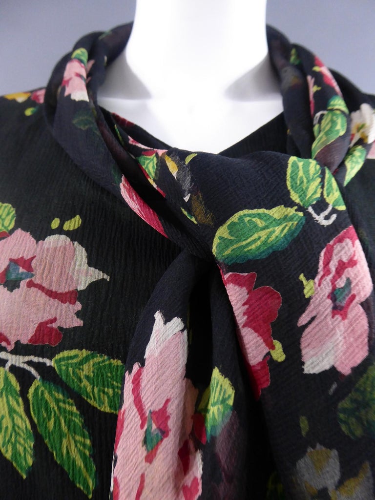 A French Flowered Printed Chiffon Dress With Removable Skirt, circa 1950-1960 For Sale 8