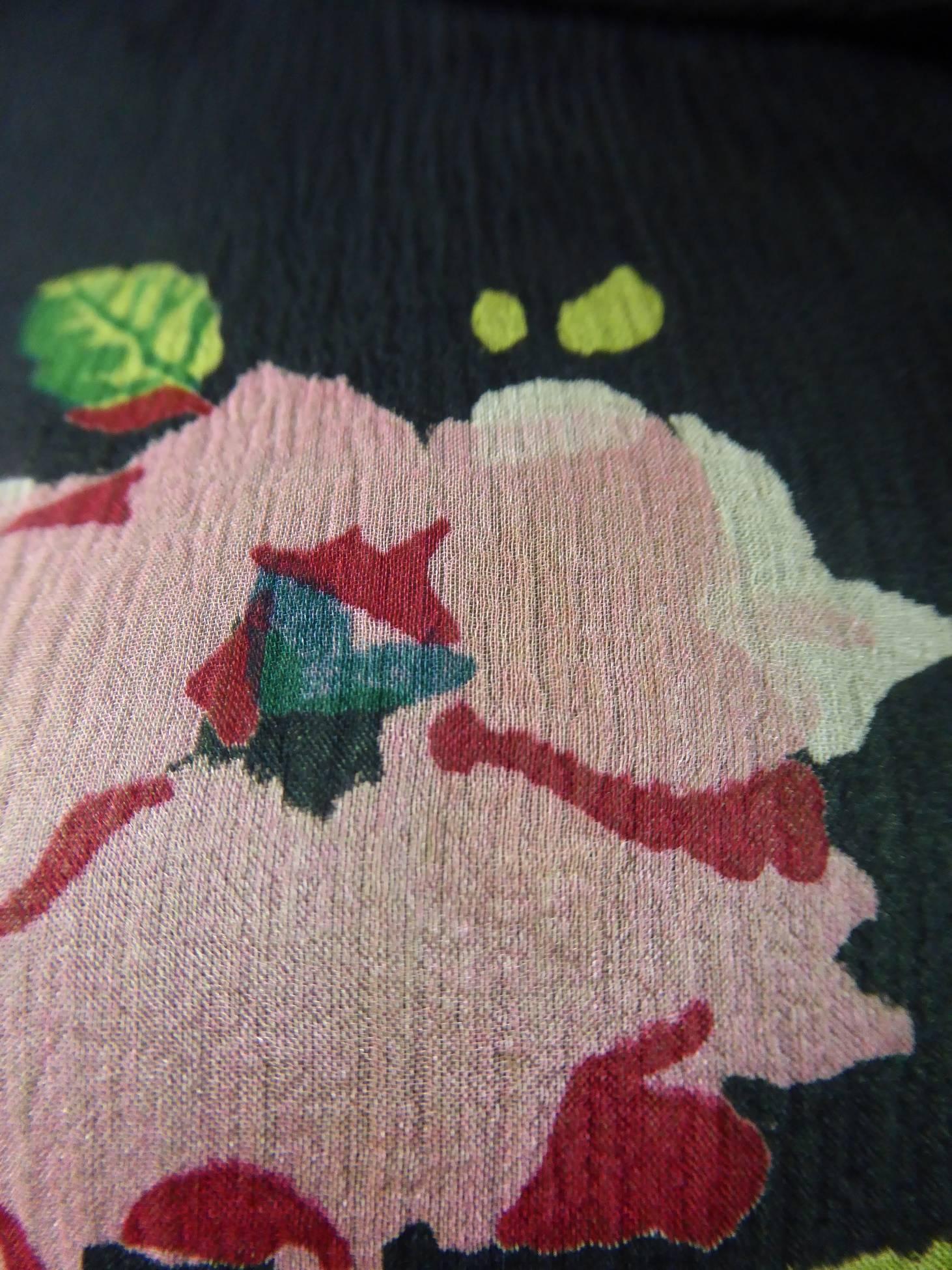 Robe française en mousseline imprimée à fleurs avec jupe amovible, vers 1950-1960 en vente 3