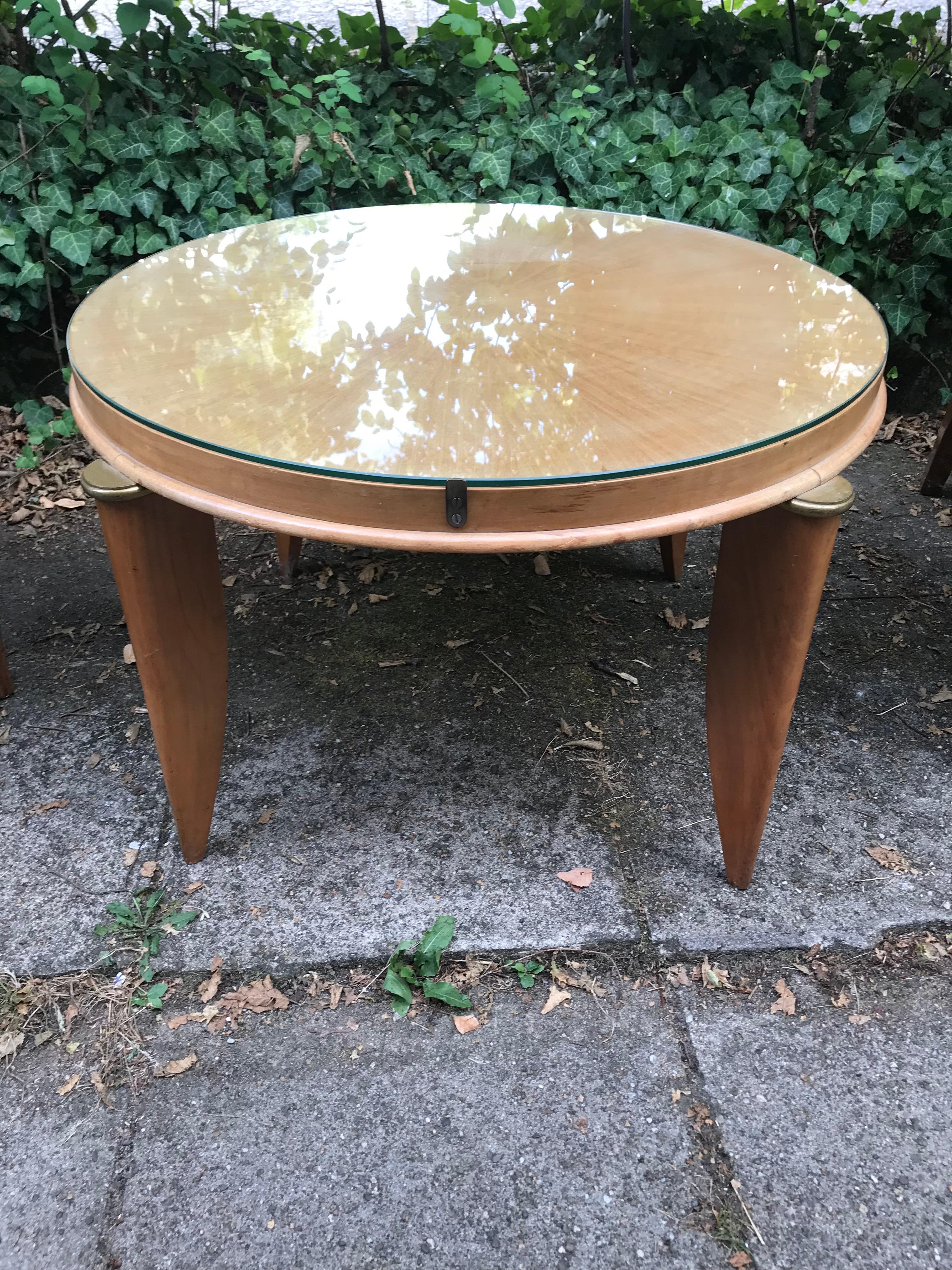 Mid-20th Century A French Forties Art Deco sycamore occasional side table by Maurice Jallot. For Sale