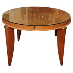 A French Forties Art Deco sycamore occasional side table by Maurice Jallot.