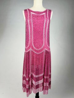 A French Fuschia Flapper dress with glass beads embroidery Circa 1925