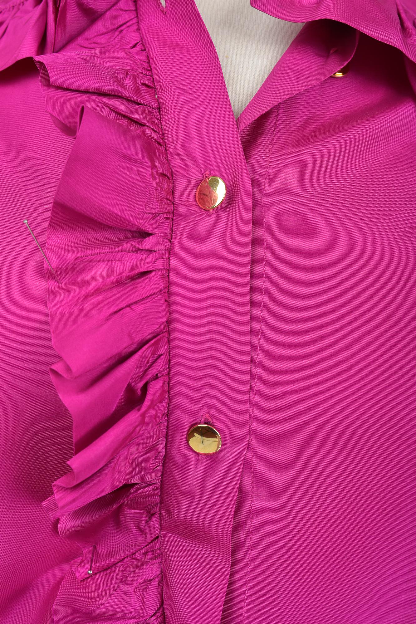 A French Fuschia Taffeta Blouse and skirt By Popy Moreni Paris Circa 1990 For Sale 3