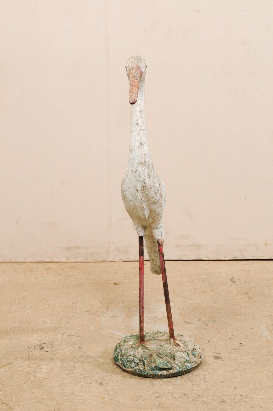 French Garden Statue of a Standing Crane For Sale 3