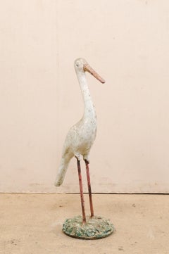 French Garden Statue of a Standing Crane