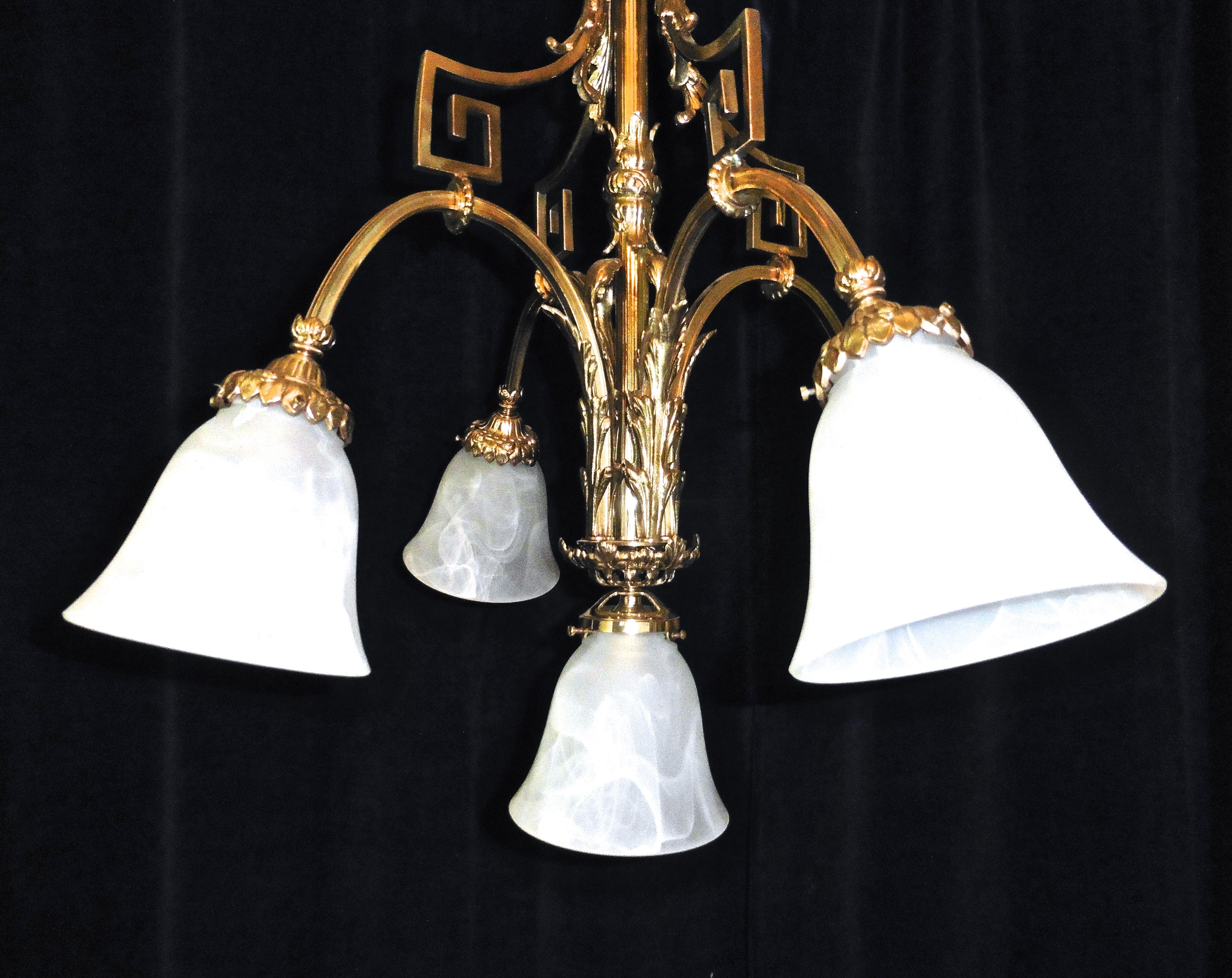 French Gilded Brass Rococo Chandelier     For Sale 2
