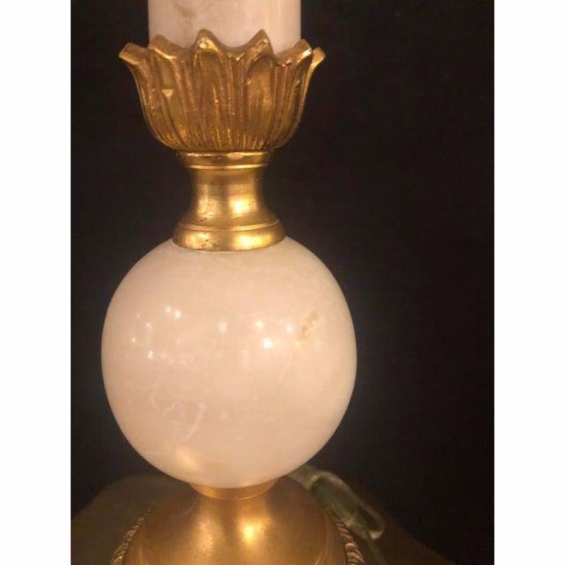 Late 20th Century French Gilt Bronze and Alabaster Table Lamp For Sale
