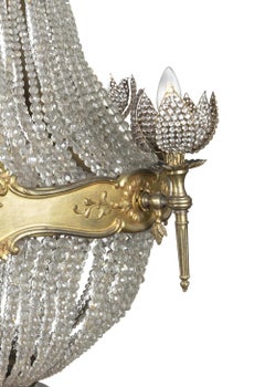 A French Gilt Bronze and Glass Basket Chandelier, 19th Century