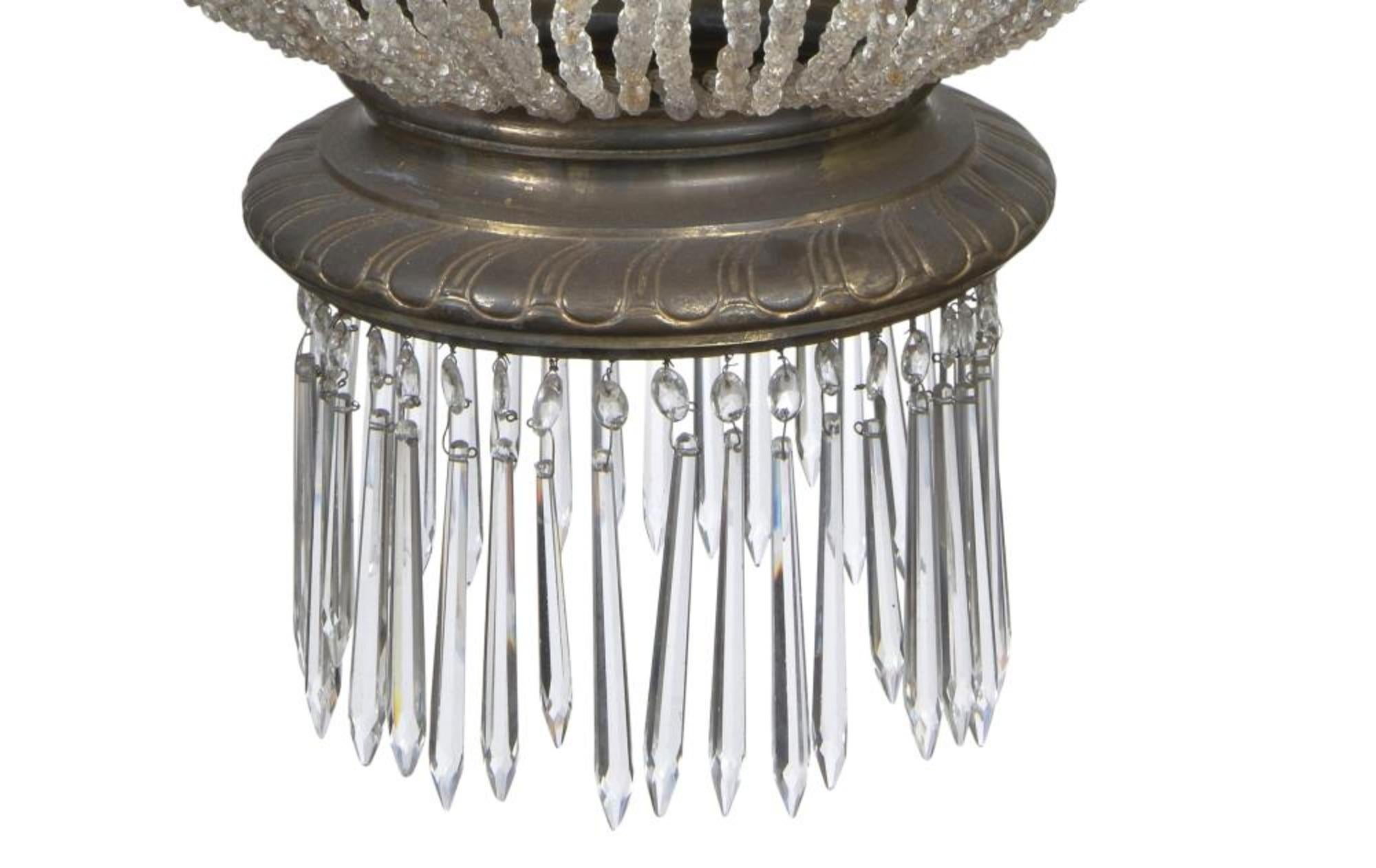 Lampadario a cestello francese in bronzo dorato e vetro, XIX secolo In condizioni buone in vendita a ARMADALE, VIC