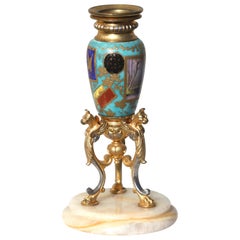 Vintage French Gilt-Bronze and Sevrès Style Porcelain-Mounted Candle Stick