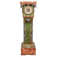 French Gilt-Bronze, Champleve Enamel, Onyx, and Marble Pedestal Clock, C. 1880
