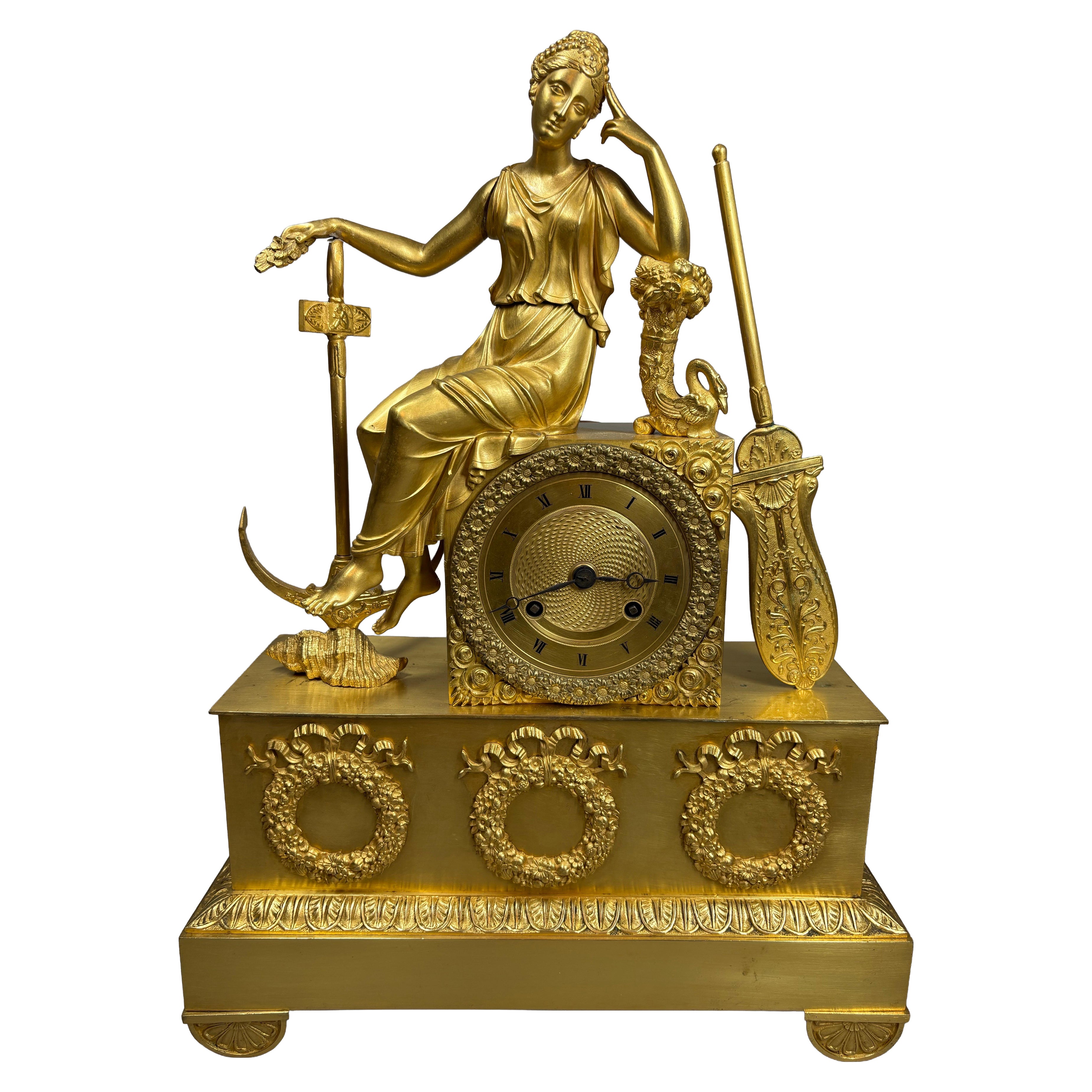 A French Gilt bronze Charles X mantel clock, circa 1825