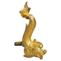 Cuillère à eau française en bronze doré en forme de dauphin, 20e siècle