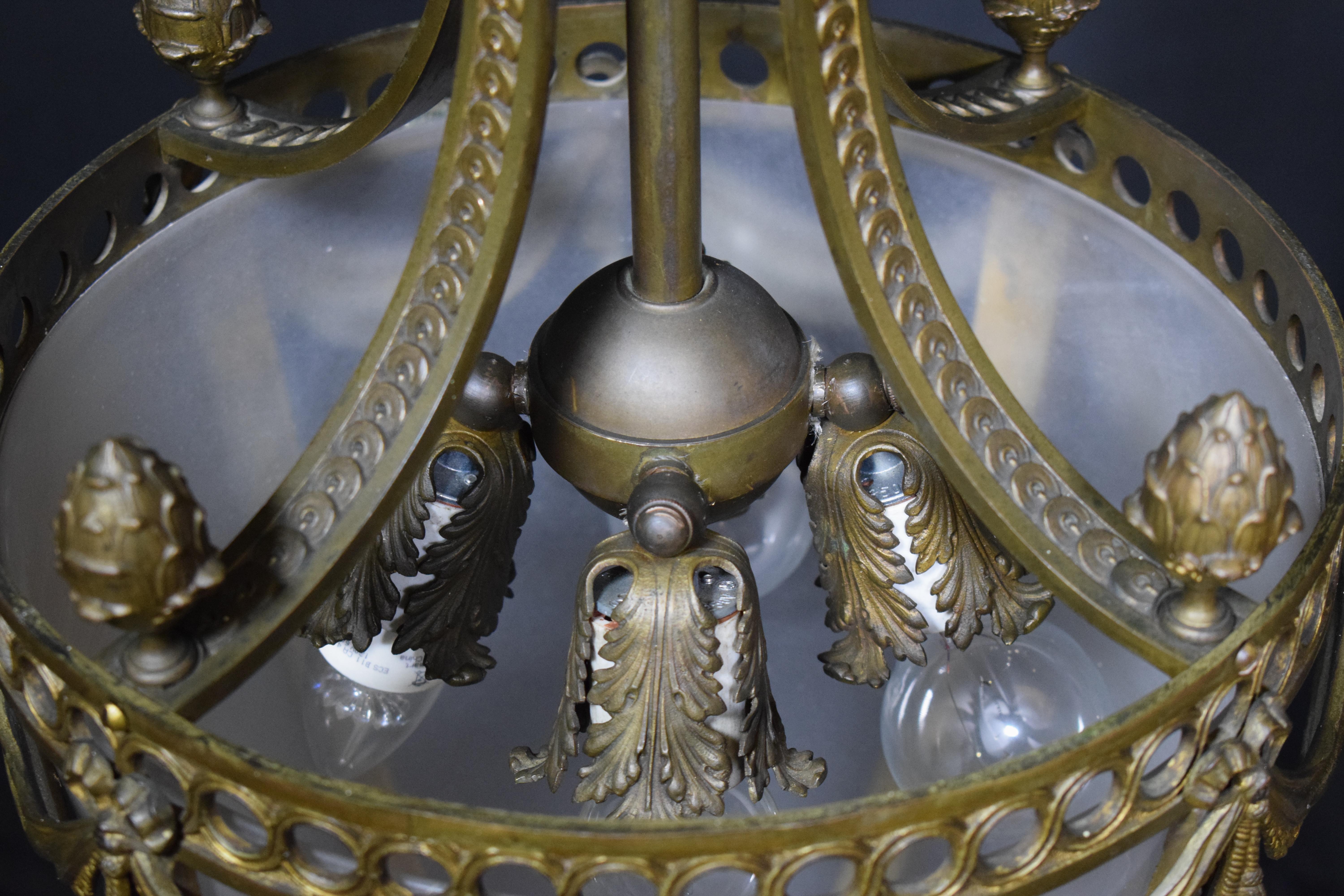 French Gilt Bronze Louis XVI Style Hall Lantern For Sale 8