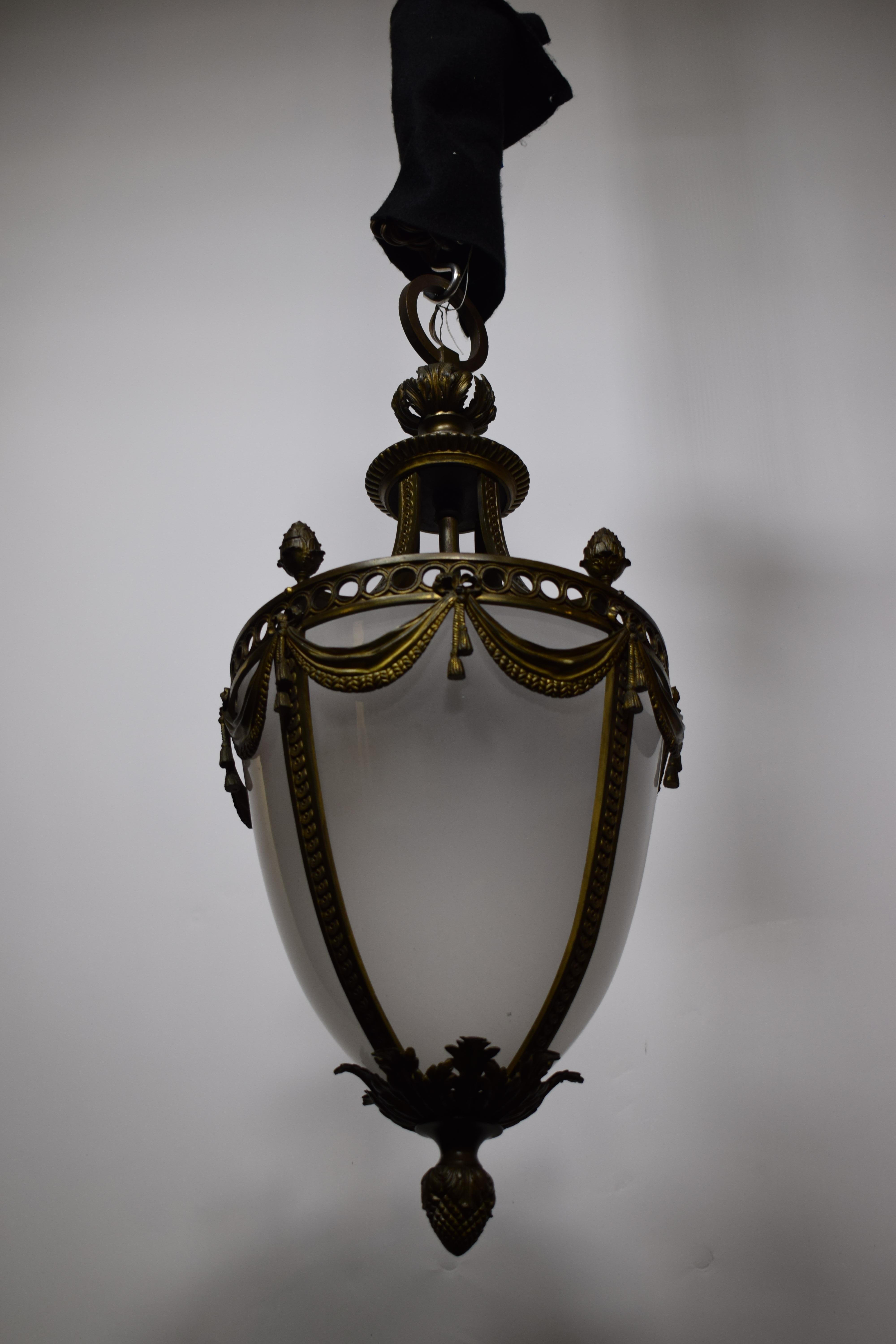 French Gilt Bronze Louis XVI Style Hall Lantern For Sale 9