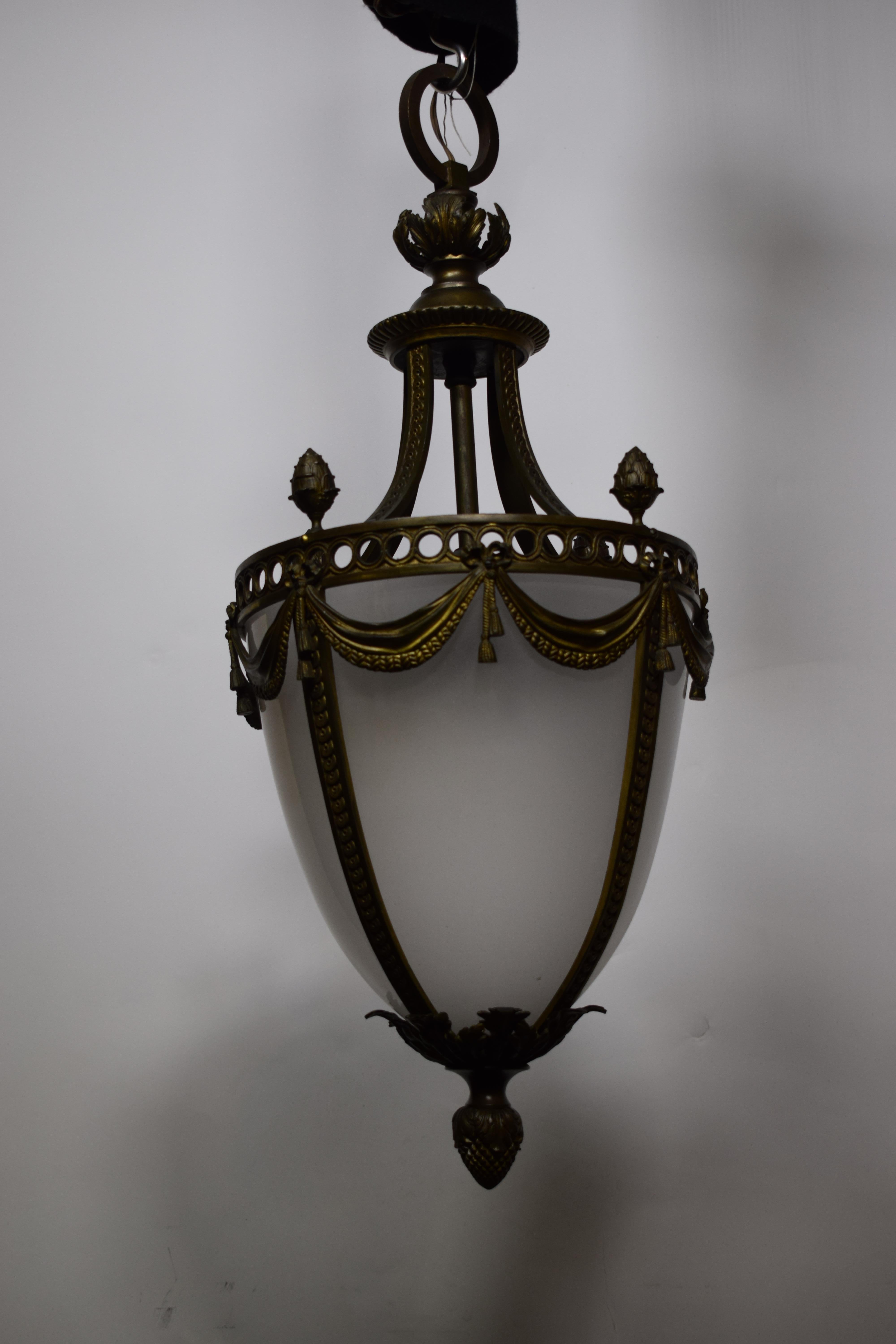 French Gilt Bronze Louis XVI Style Hall Lantern For Sale 11