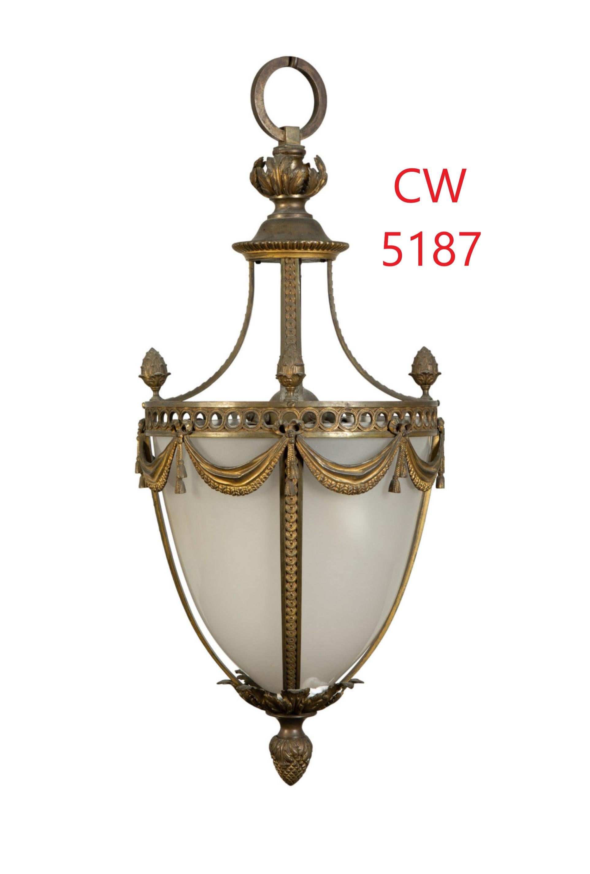 French Gilt Bronze Louis XVI Style Hall Lantern For Sale 14